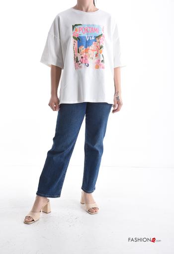 T-shirt in Cotone maniche corte girocollo Fantasia stampata - ph 5