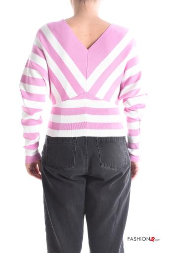 Maglione maniche lunghe Fantasia righe scollo a V - ph 2