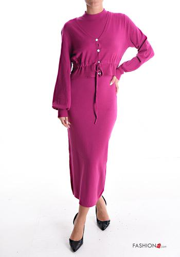 Abito lungo con bottoni con coulisse