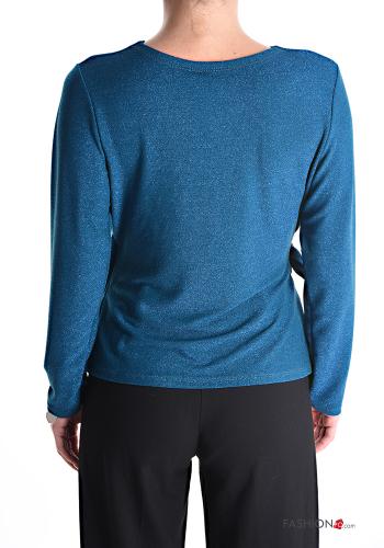 Maglietta a manica lunga lurex con fiocco scollo a V - ph 2