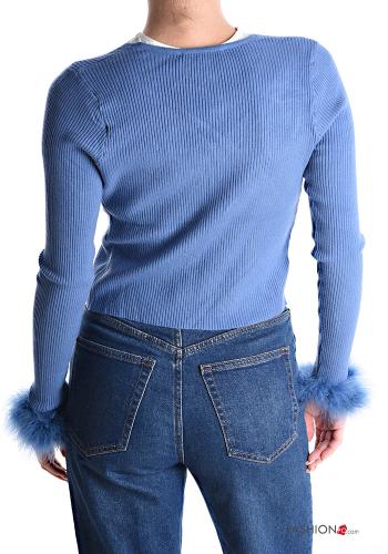 Cardigan pelliccia sintetica costine con fiocco - ph 2