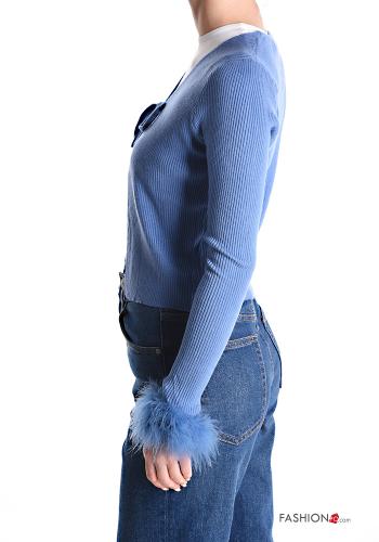 Cardigan pelliccia sintetica costine con fiocco - ph 3