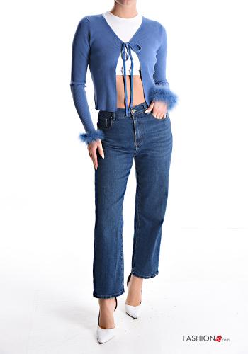 Cardigan pelliccia sintetica costine con fiocco - ph 5