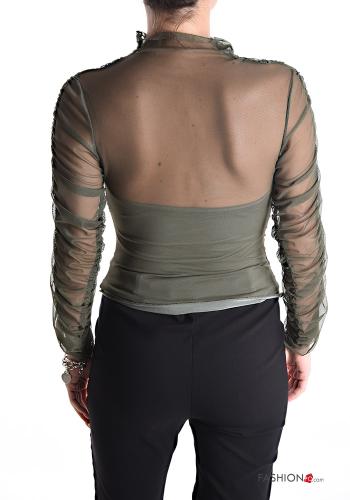 Maglietta a manica lunga tulle a collo alto - ph 2