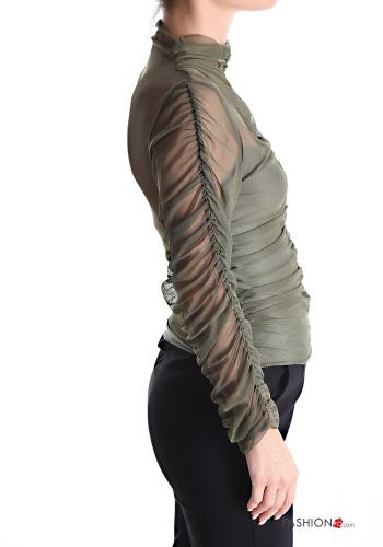 Maglietta a manica lunga tulle a collo alto - ph 3