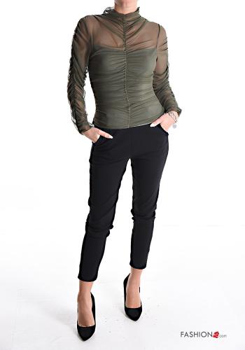 Maglietta a manica lunga tulle a collo alto - ph 5