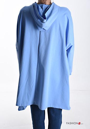 Felpa in Cotone asimmetrico con zip con tasche con cappuccio - ph 2