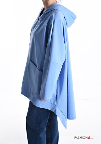 Felpa in Cotone asimmetrico con zip con tasche con cappuccio - ph 3