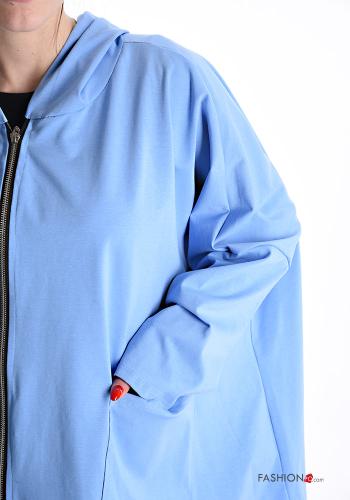 Felpa in Cotone asimmetrico con zip con tasche con cappuccio - ph 4