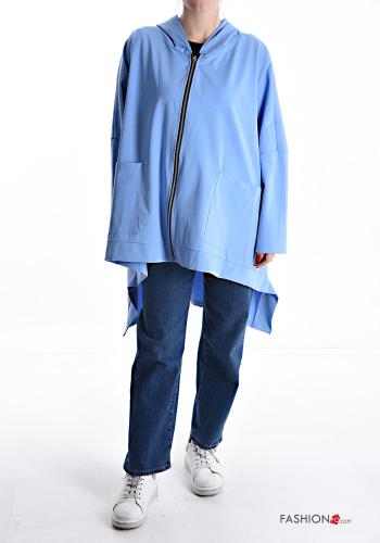 Felpa in Cotone asimmetrico con zip con tasche con cappuccio - ph 5