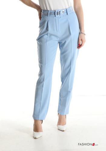 Trousers with belt with elastic with pockets