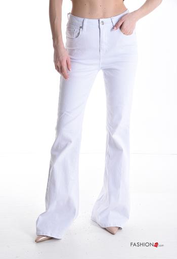 Jeans in Cotone a zampa con tasche con bottoni con zip - ph 1