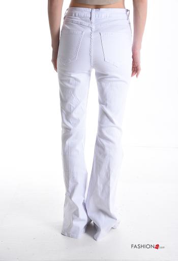 Jeans in Cotone a zampa con tasche con bottoni con zip - ph 2