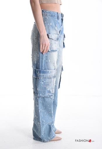 wide leg Jeans with buttons with zip with pockets - ph 3