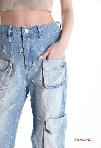 wide leg Jeans with buttons with zip with pockets - ph 4