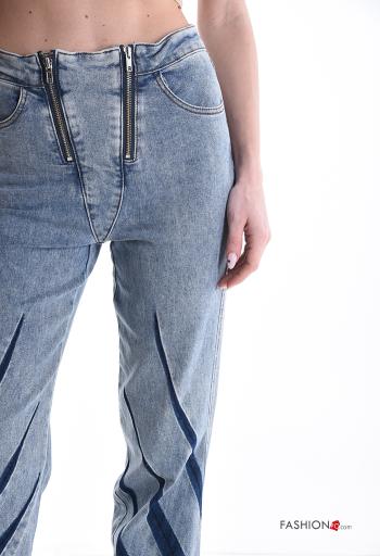 flared Cotton Jeans with pockets with zip - ph 4