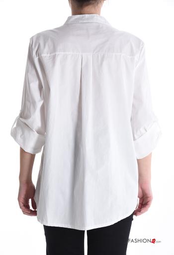 Chemise en Coton à broderie à boutons manches à trois-quarts - ph 2