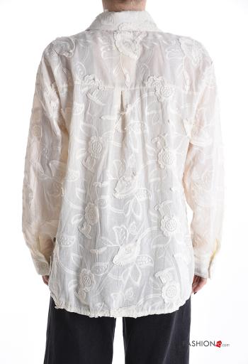 Chemise en Coton manches longues à collet à broderie à boutons - ph 2