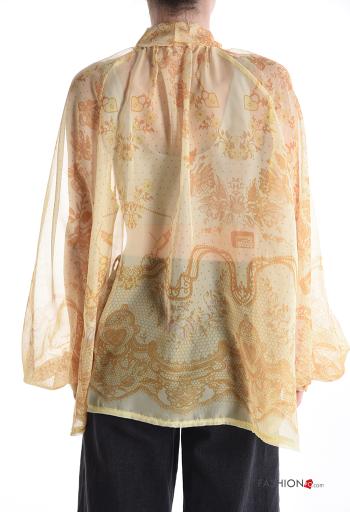 Blouse manches longues chiffon Imprimé mixte avec noeud - ph 2