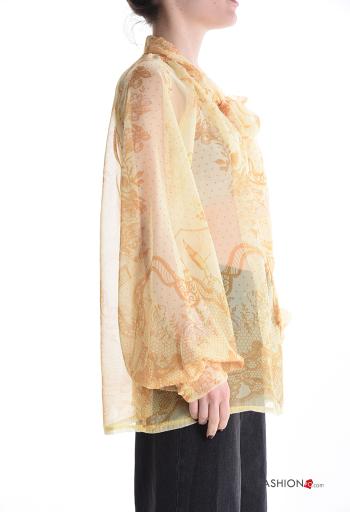 Blouse manches longues chiffon Imprimé mixte avec noeud - ph 3