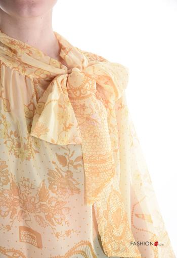 Blouse manches longues chiffon Imprimé mixte avec noeud - ph 4