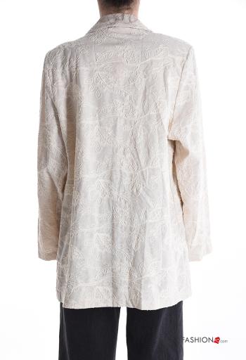 Embroidered oversized long sleeve Linen Blazer with buttons without lining - ph 2