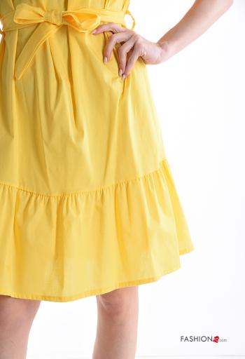 Abito in Cotone maniche corte al ginocchio con elastico con balze con cintura in stoffa - ph 4