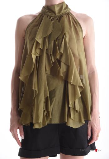 sleeveless Top with flounces with bow