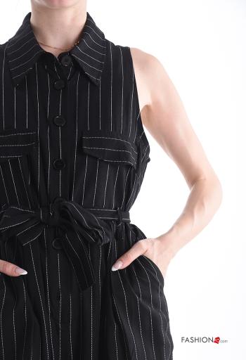 Streifenmuster Kleid aus Leinen - ph 4