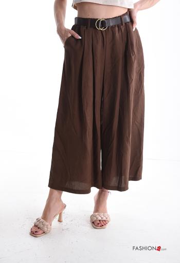 Pantalones de Lino con bolsillos con cinturón con elástico - ph 1