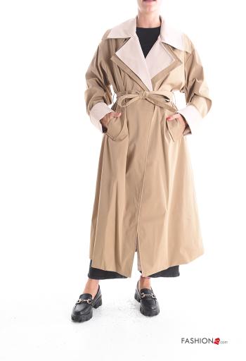 Gabardina manga comprida com cinto com bolsos com forro - ph 1