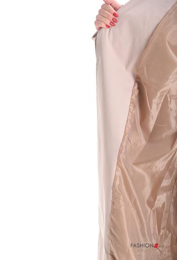 Gabardina manga comprida com cinto com bolsos com forro - ph 5