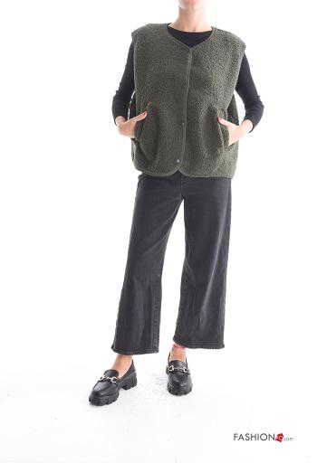 Smanicato in Cotone girocollo con bottoni con tasche - ph 5