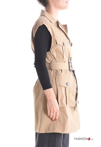 Veston à boutons avec ceinture avec doublure avec poches - ph 3