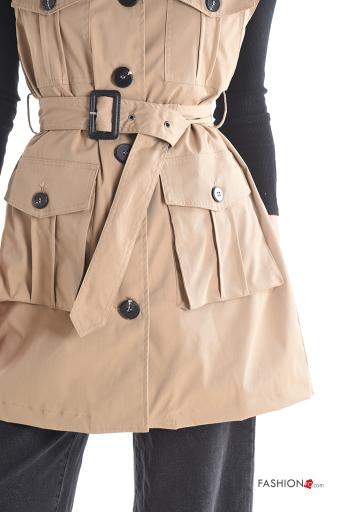 Veston à boutons avec ceinture avec doublure avec poches - ph 4