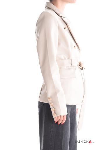 Giacca a vento maniche lunghe con fodera con cintura con bottoni - ph 3