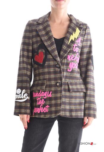 Blazer in Cotone maniche lunghe Fantasia tartan con bottoni con fodera