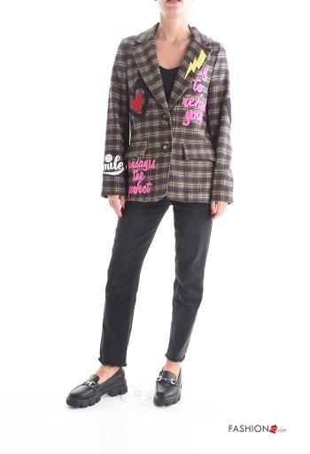 Blazer in Cotone maniche lunghe Fantasia tartan con bottoni con fodera - ph 5