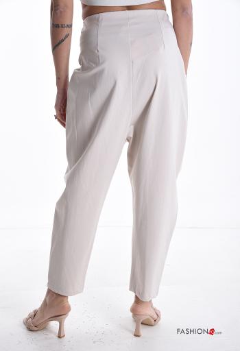 Pantalone in Cotone cavallo basso con bottoni - ph 2