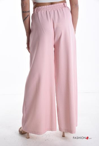 Pantalone vita alta wide leg Fantasia righe con tasche - ph 2