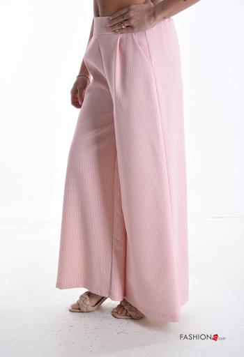 Pantalone vita alta wide leg Fantasia righe con tasche - ph 3