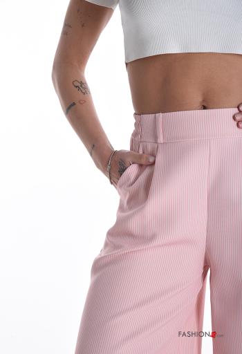 Pantalone vita alta wide leg Fantasia righe con tasche - ph 4