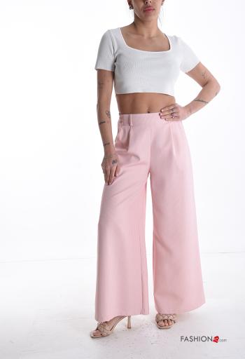 Pantalone vita alta wide leg Fantasia righe con tasche - ph 5