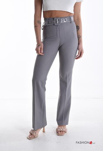 Pantalone vita alta con cintura con zip - ph 1