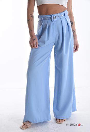 hoher Taille wide leg Hose mit Gürtel - ph 1