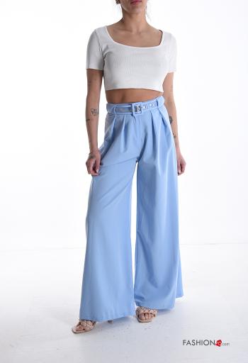 hoher Taille wide leg Hose mit Gürtel - ph 5