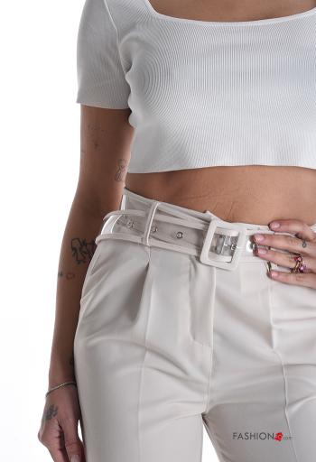 Pantalone con cintura con zip con tasche con bottoni - ph 4