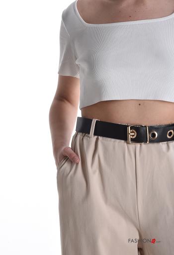 Pantalone in Cotone con elastico con cintura con tasche - ph 4