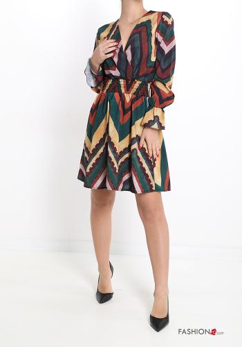Robe encolure en V Imprimé chevron - ph 1