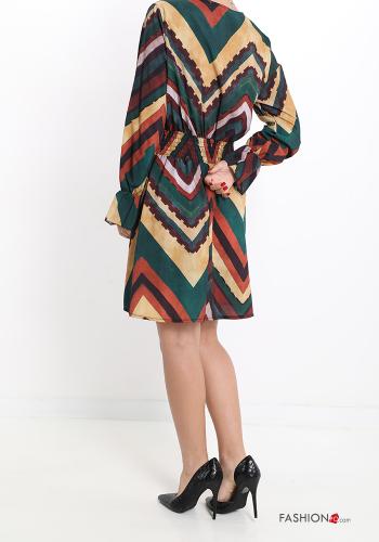 Robe encolure en V Imprimé chevron - ph 2